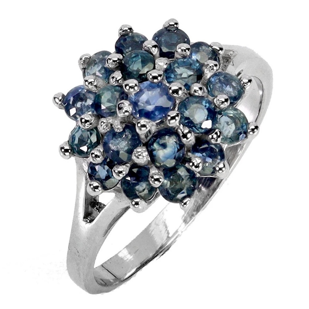 Elegant Natural Blue Tanzanite cluster ring in 925 Sterling Silver Size 8